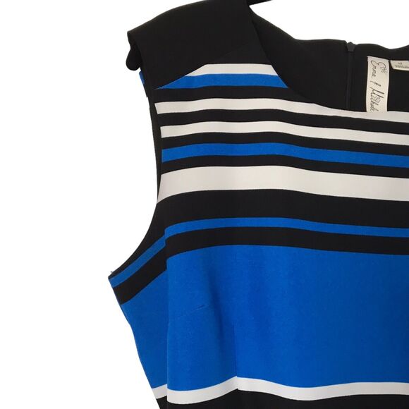 Emma & Michele Womens Dress Size 12 Multicolor Striped Sleeveless Career Sheath - Picture 4 of 13